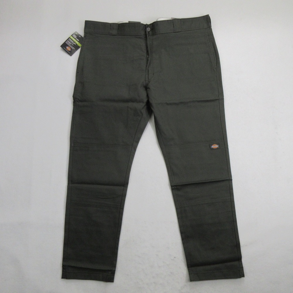 Dickies Men's Pants Size 42x30 Flex Skinny Straight Double Knee Work Green New